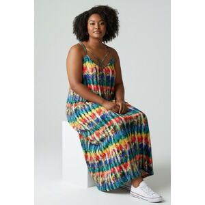 Rouge Collection Multicolor Tie-Dye Maxi‎ Dress 4xl Plus Size